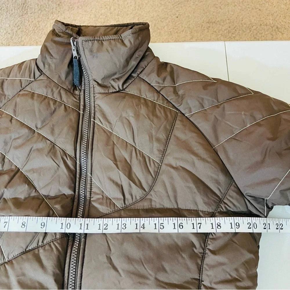 Columbia Puffer Quilted Full Zip Girls Jacket 10/12 Brown Pockets